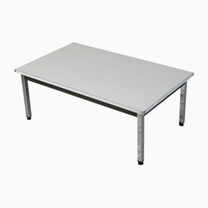 Chromed Steel Base Coffee Table with White Melaminé Tray, France, 970s-MAO-1257587