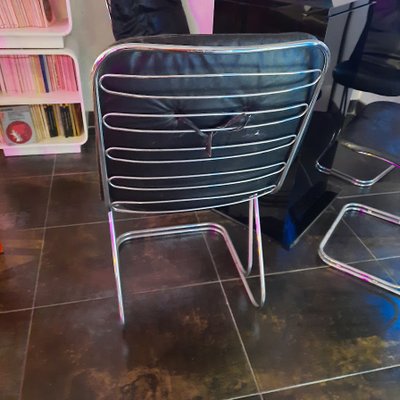 Chromed Steel Chairs in the style of Gastone Grimaldi, 1970s, Set of 4-BXA-2017265