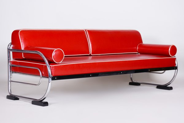 Chromed Steel Sofa attributed to Slezak Factories, 1930s-WHY-1767446