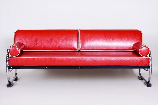 Chromed Steel Sofa attributed to Slezak Factories, 1930s-WHY-1767446