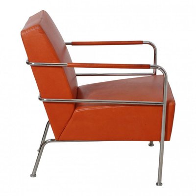 Cinema Chair in Patinated Cognac Leather with Chrome Frame by Gunilla Allard-MTD-1400543