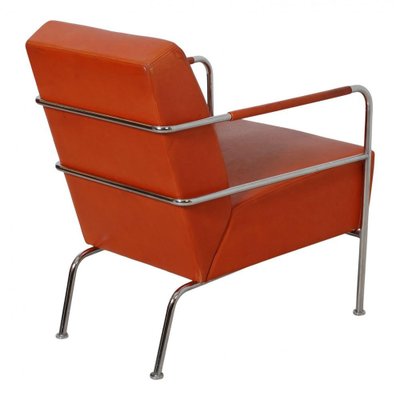 Cinema Chair in Patinated Cognac Leather with Chrome Frame by Gunilla Allard-MTD-1400543