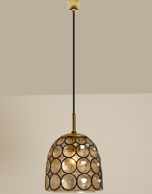 Circle Iron & Bubble Glass Pendant Light from Limburg, 1970s-VDW-1308530