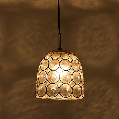 Circle Iron & Bubble Glass Pendant Light from Limburg, 1970s-VDW-1308530