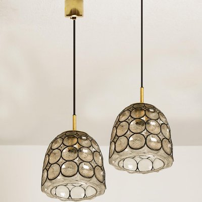 Circle Iron & Bubble Glass Pendant Light from Limburg, 1970s-VDW-1308530