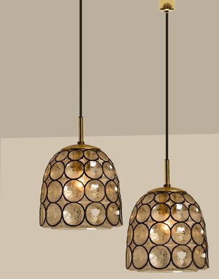 Circle Iron & Bubble Glass Pendant Light from Limburg, 1970s-VDW-1308530