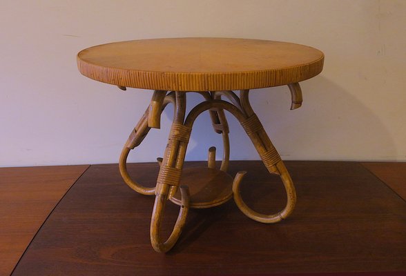 Circular Bamboo Coffee Table, 1960s-ED-1735312