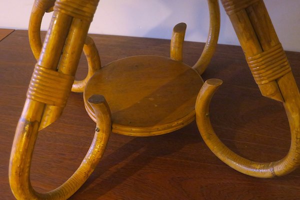 Circular Bamboo Coffee Table, 1960s-ED-1735312