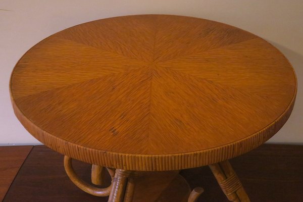 Circular Bamboo Coffee Table, 1960s-ED-1735312