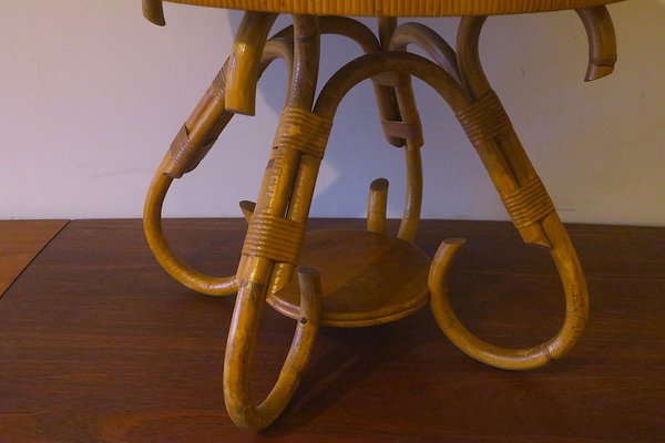 Circular Bamboo Coffee Table, 1960s-ED-1735312