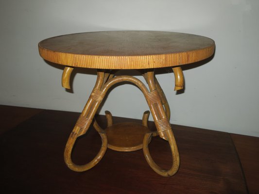 Circular Bamboo Coffee Table, 1960s-ED-1735312