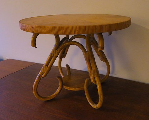 Circular Bamboo Coffee Table, 1960s-ED-1735312