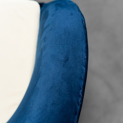 Circular Blue Velvet Lounge Chair, 1970s-ZLY-982666