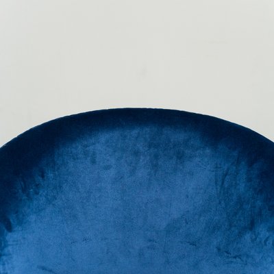 Circular Blue Velvet Lounge Chair, 1970s-ZLY-982666