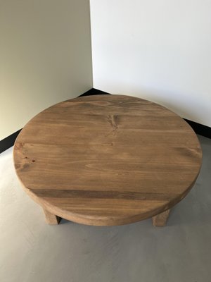 Circular Coffee Table in Pine, 1950s-WKI-1412150