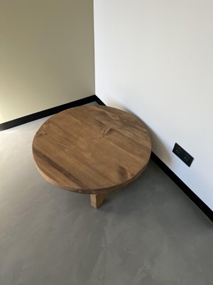 Circular Coffee Table in Pine, 1950s-WKI-1412150