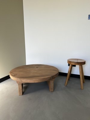 Circular Coffee Table in Pine, 1950s-WKI-1412150