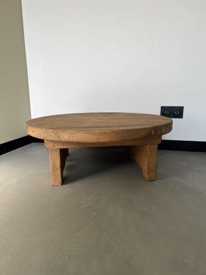 Circular Coffee Table in Pine, 1950s-WKI-1412150