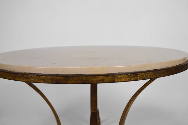 Circular Gilded Wrought-Iron & Marble Table by Raymond Subes, 1935-XNH-895882