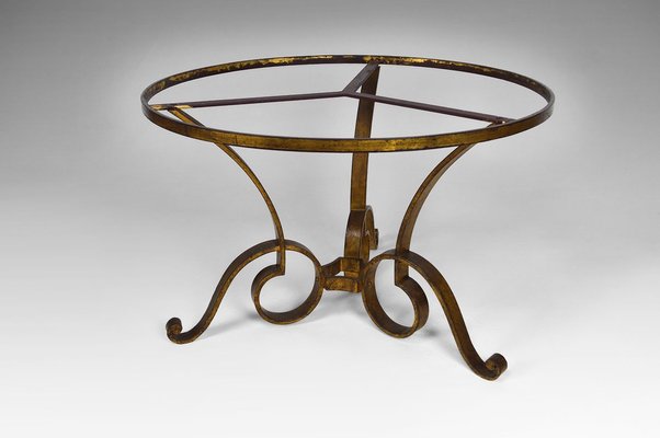 Circular Gilded Wrought-Iron & Marble Table by Raymond Subes, 1935-XNH-895882