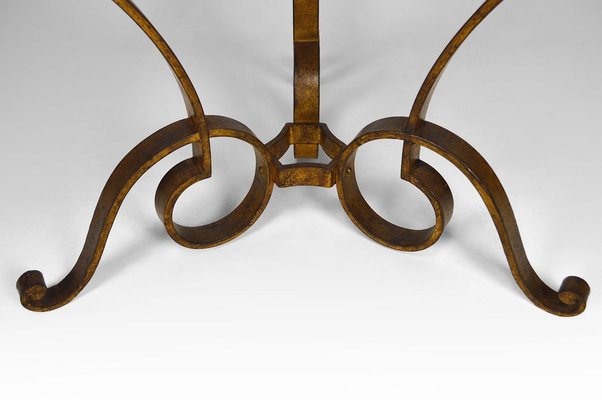 Circular Gilded Wrought-Iron & Marble Table by Raymond Subes, 1935-XNH-895882