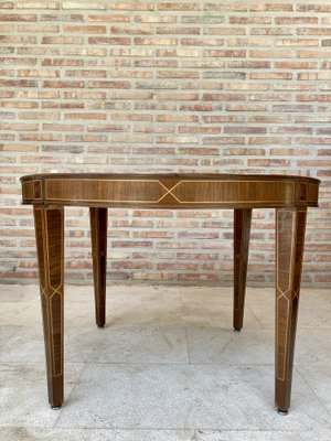 Circular Side Table in Wood with Lemongrass Marquetry Fillets-NOU-989479