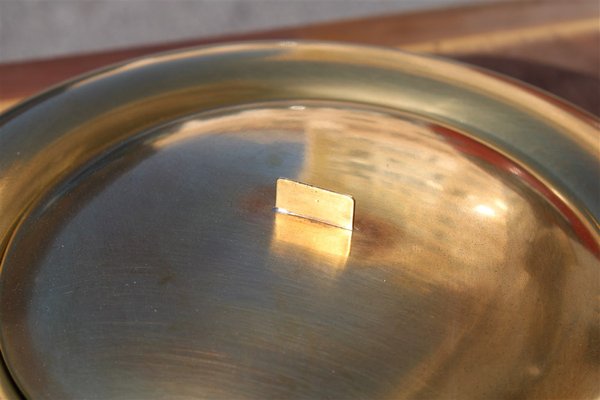 Circular Tobacco Box in Brass, Italy, 1950s-EH-1791719