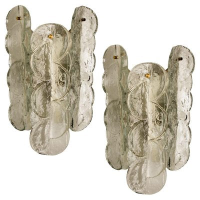 Citrus Swirl Clear Glass Wall Lights or Sconces by J.T. Kalmar, 1969, Set of 2-VDW-1158576