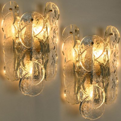 Citrus Swirl Clear Glass Wall Lights or Sconces by J.T. Kalmar, 1969, Set of 2-VDW-1158576