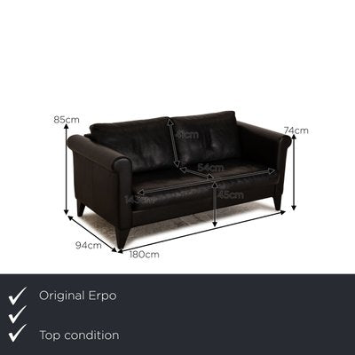 CL 500 2-Seater Sofa in Black Leather from Erpo-RQW-1748191