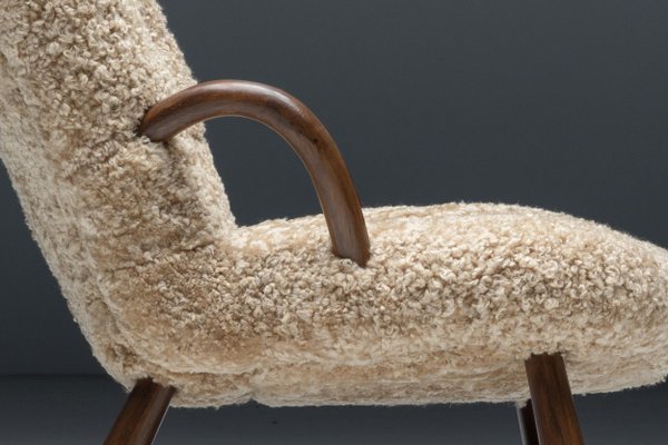 Clam Chair in Sheepskin attributed to Philip Arctander, Denmark, 1944-GW-1406997