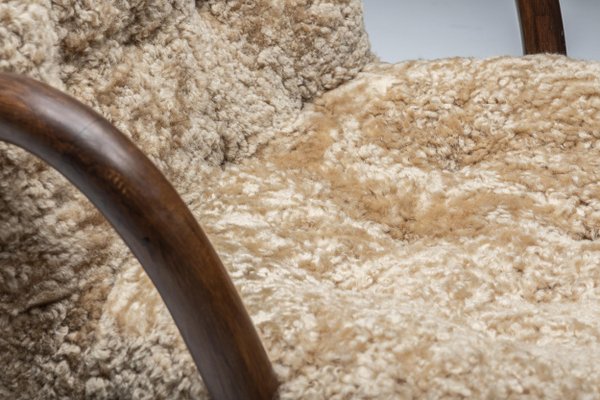 Clam Chair in Sheepskin attributed to Philip Arctander, Denmark, 1944-GW-1406997