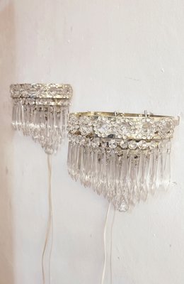 Classic Crystal Wall Lights, France, 1950s, Set of 2-RGF-1449196