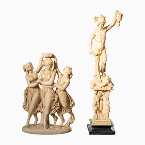 Classical Art Resin Sculptures in Ivory Finish, 1970s-1980s, Set of 2-KNM-2027587