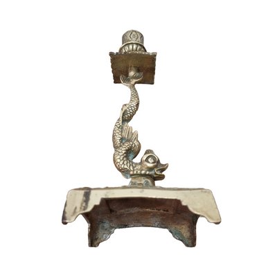 Classical Brass Koi Carp Candlestick, Late 19th Century-VHW-2041803