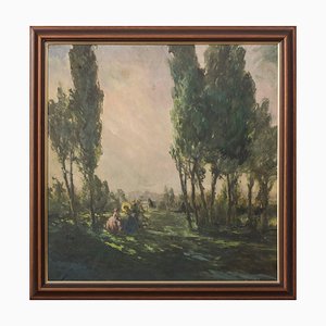 Classical Ladies in a Landscape, 20th-Century, Oil on Canvas, Framed-AOI-1350935