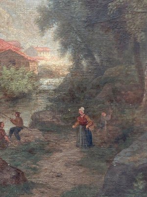 Claude Auguste Tamizier, Landscape with Figures, 19th Century, Oil on Canvas, Framed-QKG-1427338