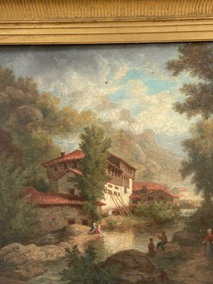 Claude Auguste Tamizier, Landscape with Figures, 19th Century, Oil on Canvas, Framed-QKG-1427338