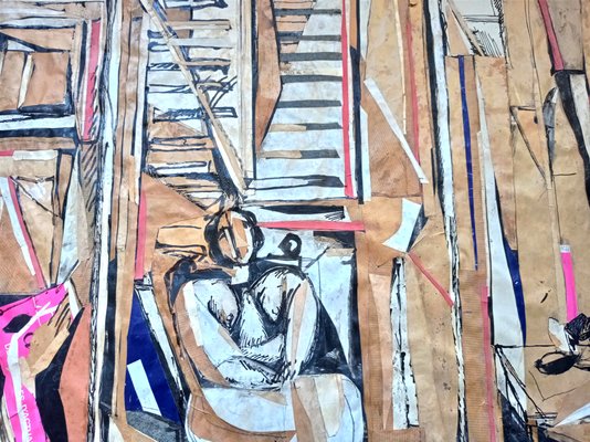 Claude Jouhanneau, Femme Nue Dans l'Intérieur, 1950s, Mixed Media & Collage-NRC-1393173