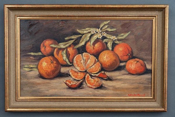 Claude Rayol, Still Life with Oranges, Oil on Panel-QKG-1793418