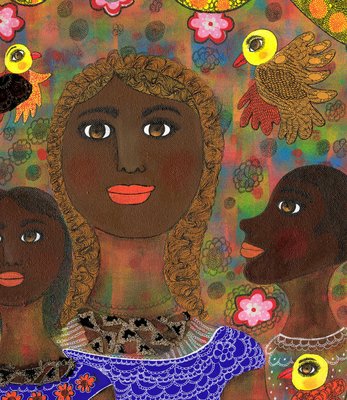 Claudine Loquen, Famille Malienne, 2019, Mixed Media on Canvas-CHG-917504