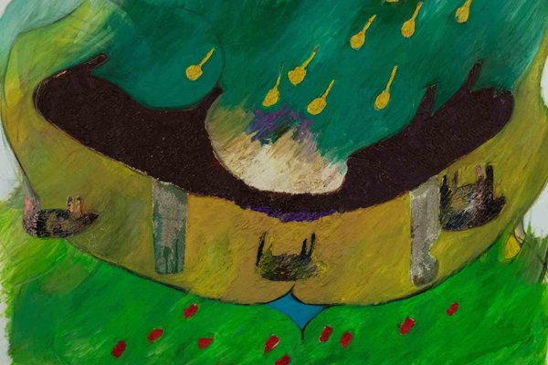 Claudio Bissattini, Representation of the Countryside, Original Acrylic on Canvas, 1980s-ZCI-1379480