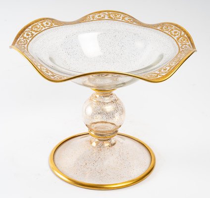 Clea Glass & Gold Rim Fruit Bowl-UQL-1421649