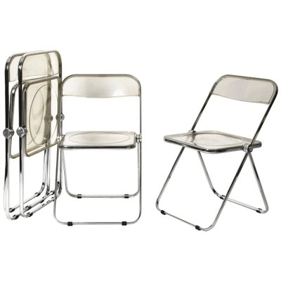 Clear Acrylic Glass Plia Folding Chairs by Giancarlo Piretti for Anonima Castelli, 1970, Set of 4-JDR-1125889