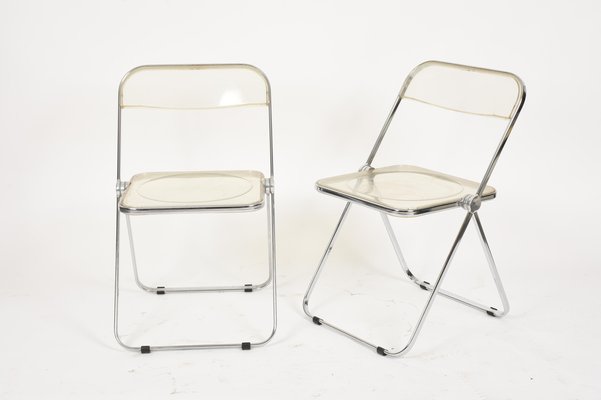 Clear Acrylic Glass Plia Folding Chairs by Giancarlo Piretti for Anonima Castelli, 1970, Set of 4-JDR-1125889