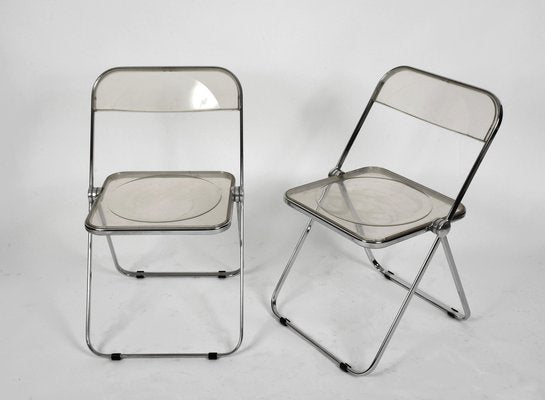 Clear Acrylic Glass Plia Folding Chairs by Giancarlo Piretti for Anonima Castelli, 1970, Set of 4-JDR-1125889