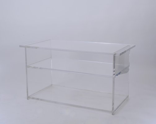 Clear Acrylic Glass Three Tier Coffee Table, Italy, 1980s-JDR-1746703