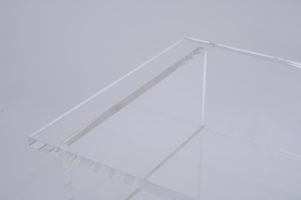 Clear Acrylic Glass Three Tier Coffee Table, Italy, 1980s-JDR-1746703