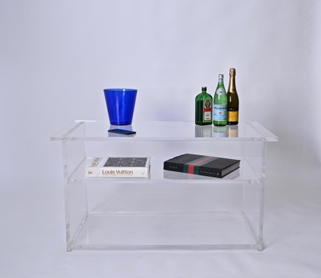 Clear Acrylic Glass Three Tier Coffee Table, Italy, 1980s-JDR-1746703