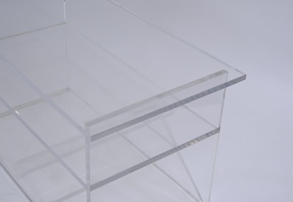 Clear Acrylic Glass Three Tier Coffee Table, Italy, 1980s-JDR-1746703